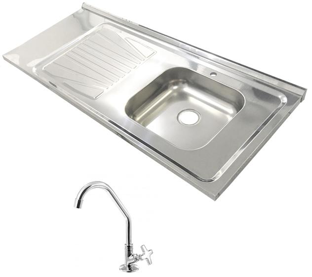 Imagem de Pia Inox Fabrinox PSD1200D 120x52cm, cuba direita com furo e torneira