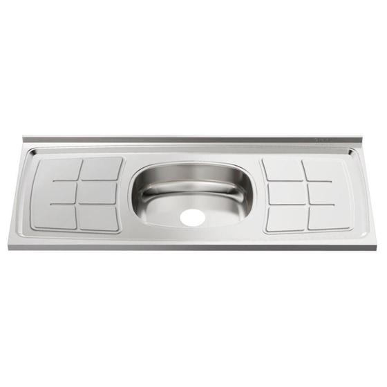 Pia Inox Ghel Plus 1400x530x95mm Cuba Central N4 Escorredor Concretada sem Válvula Menor preço em Pia Inox Ghel Plus 1400x530x95mm Cuba Central N4 Escorredor Concretada sem Válvula