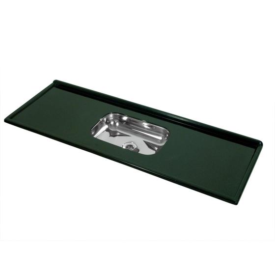 Pia para Balcão de Cozinha com Bojo Inox Marmore Sintético 150x54cm Verde Romano Decoralita Menor preço em Pia para Balcão de Cozinha com Bojo Inox Marmore Sintético 150x54cm Verde Romano Decoralita