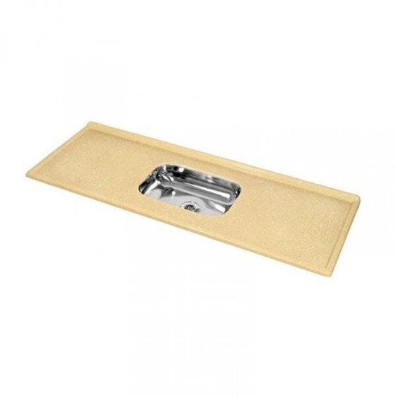 Pia para Cozinha Cuba Inox Mármore Sintético 150x54cm Decoralita Menor preço em Pia para Cozinha Cuba Inox Mármore Sintético 150x54cm Decoralita