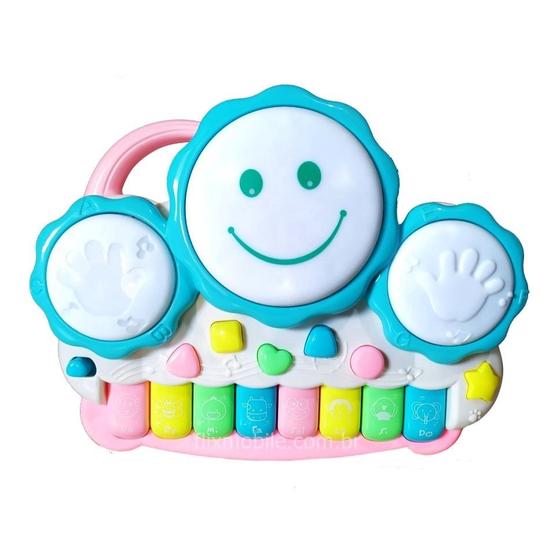 Imagem de Pianinho Bebe Brinquedo Infantil Educativo Piano Musical Baby Tambor Azul.