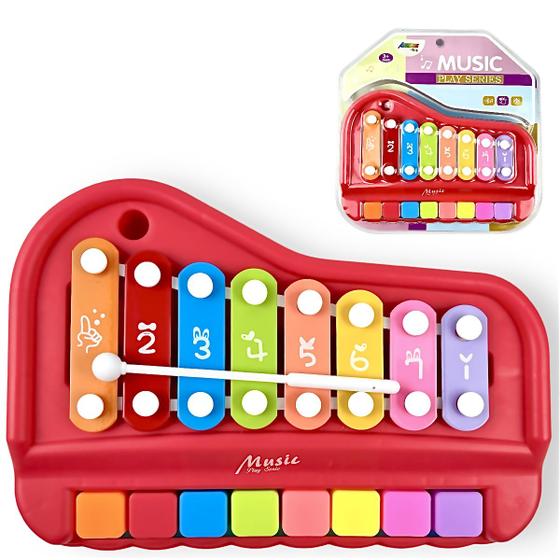 Imagem de Pianinho Infantil Xilofone teclado musical 2 em 1 Vermelho