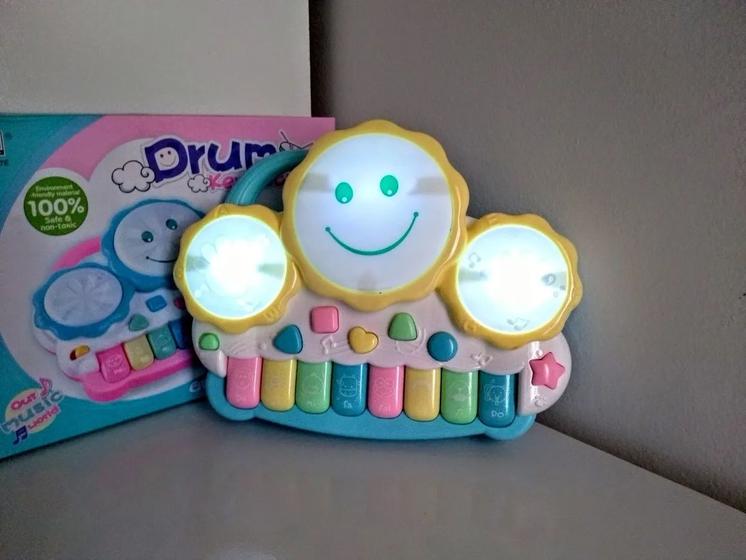 Imagem de Piano Bebê  Drum  Infantil Musical Luminoso Sonoro Teclado.