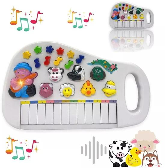 Imagem de Piano de Brinquedo Teclado Infantil Educativo Animais da Fazenda