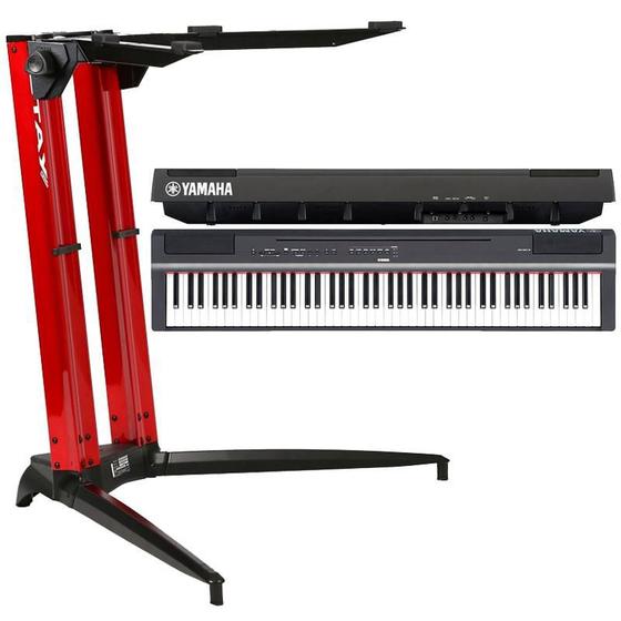 Piano Digital Yamaha P125 + Estante Stay 700/01 Vermelha Piano