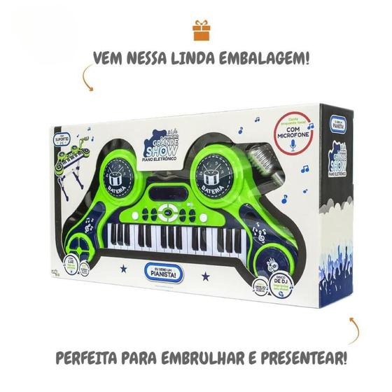 Imagem de Piano Eletronico O Primeiro Grande Show Verde E Azul PE1806MV Unik