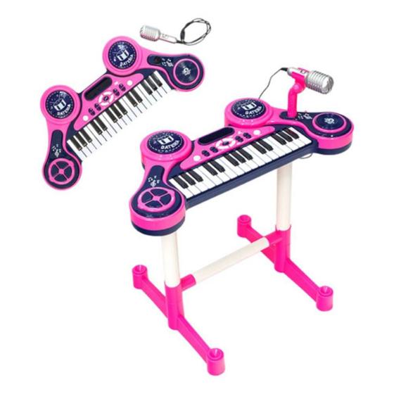 Imagem de Piano Infantil Eletrônico c/ Microfone e Efeitos de DJ Rosa Unik Toys