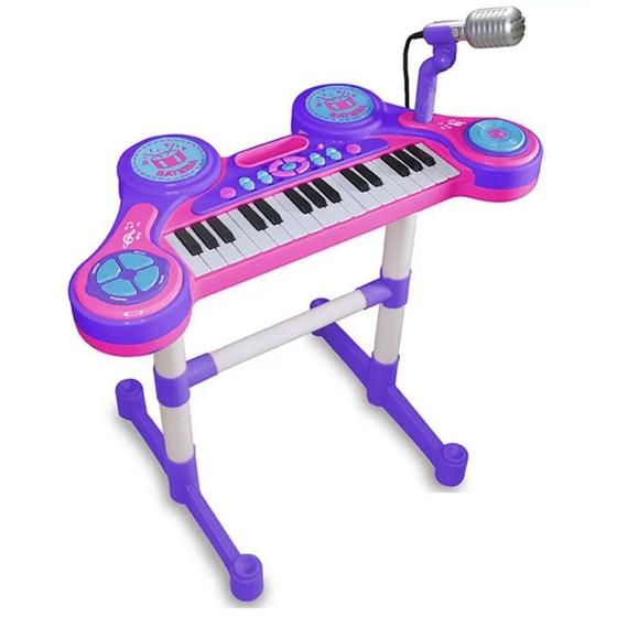 Imagem de Piano Infantil Eletrônico Primeiro Grande Show Rosa e Roxo - Unik