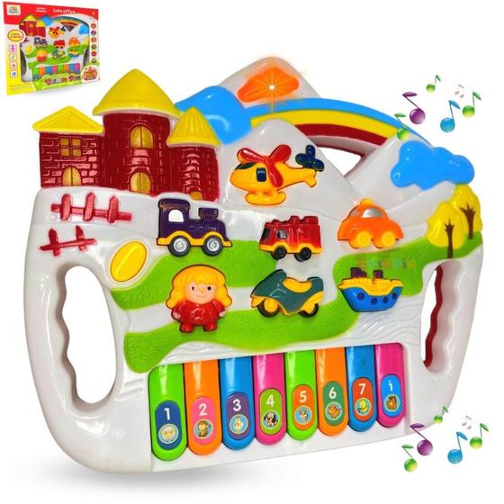 Imagem de Piano Infantil Musical Teclado Bebê Com Som Luz Brinquedo F114