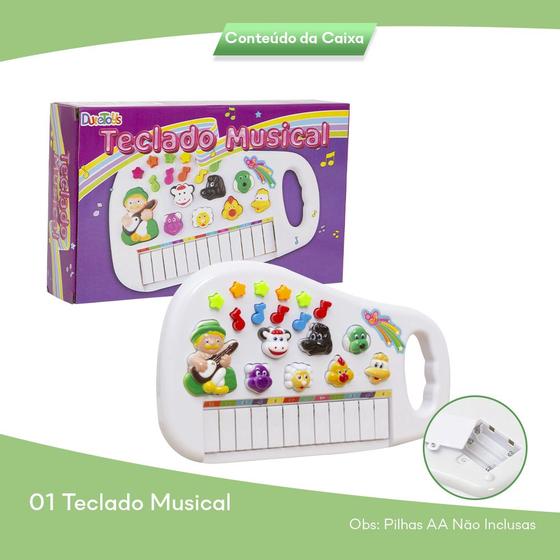 Imagem de Piano Infantil Teclado Musical Educativo Animais Cor Branco