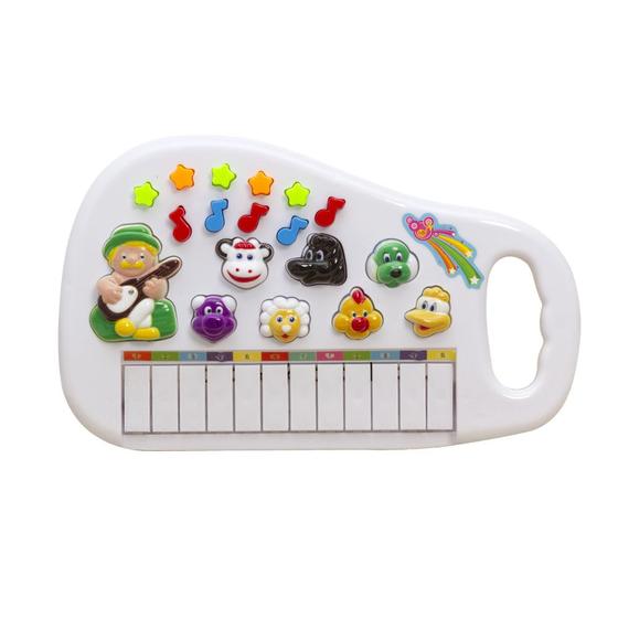 Imagem de Piano Infantil Teclado Musical Educativo Animais Cor Branco