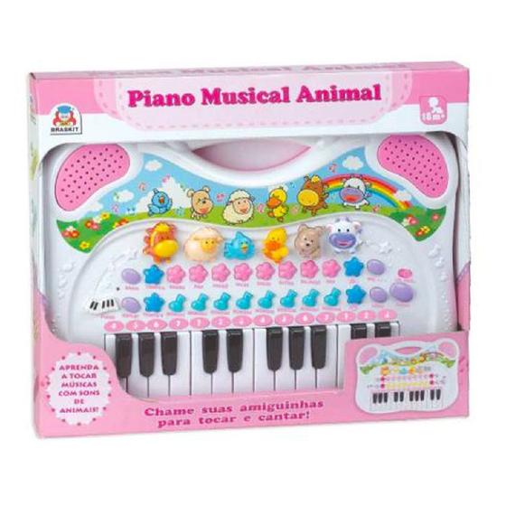 Imagem de Piano Musical Animal Rosa 6408 - Braskit