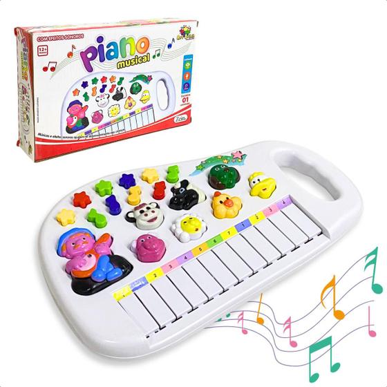 Imagem de Piano Musical De Brinquedo Animais 12 Teclas Bichinhos Infantil Teclado Pianinho Tecladinho