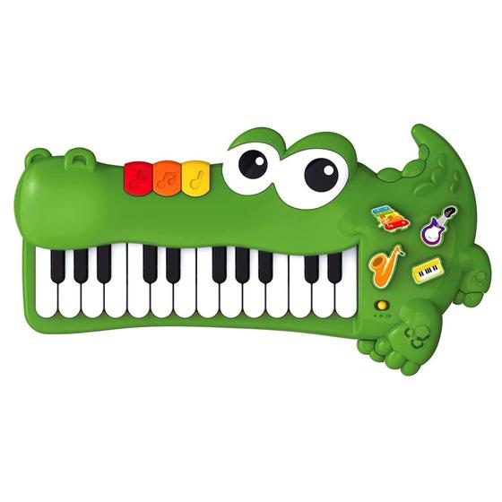 Imagem de Piano Musical Infantil Jacaré Tecladinho 43 Cm - Braskit