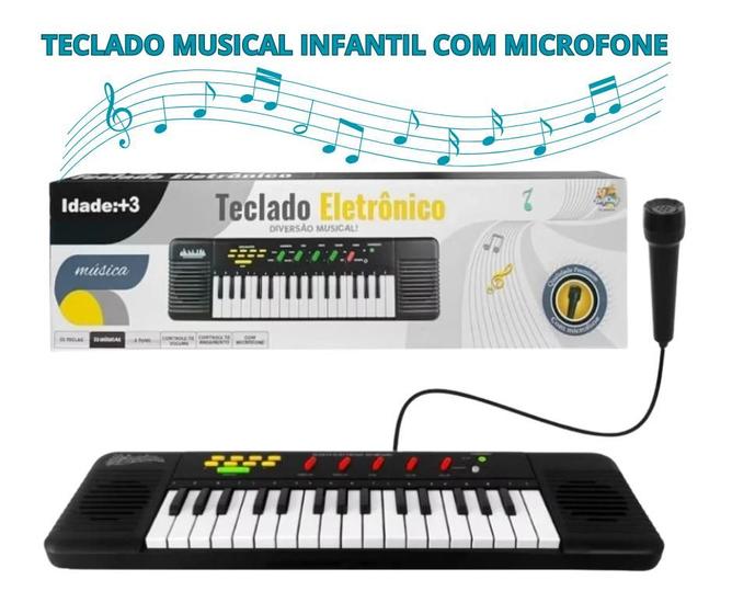 Imagem de Piano Teclado Eletrônico Infantil 32 Teclas Com Microfone menino Menina