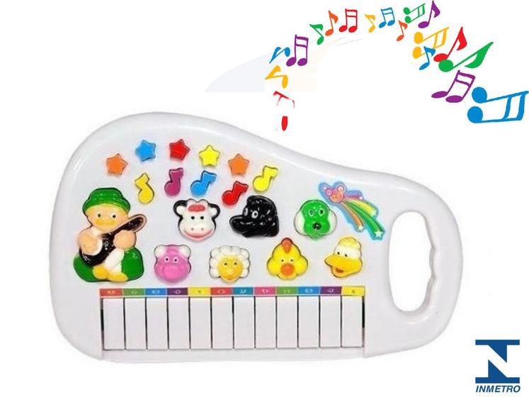 Imagem de Piano Teclado Musical Bichos Infantil Sons Eletrônico