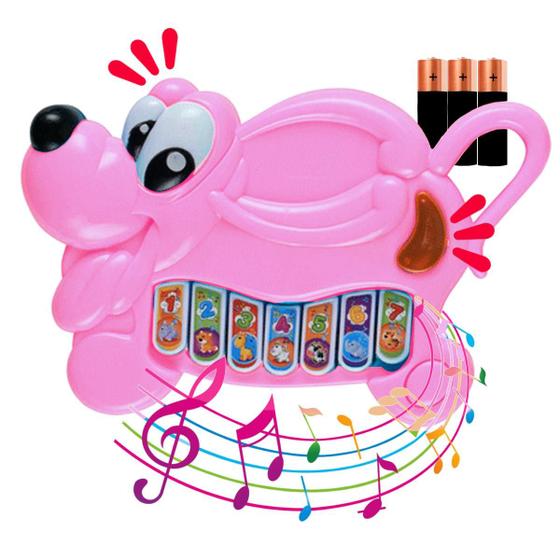 Imagem de Piano Teclado Musical Vaquinha Infantil Brinquedo Bebe Luz Som Bichinhos Fazenda