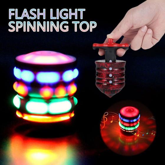 Imagem de Pião Musical Luminoso Com Lançador Automático Pião Com Luz e Som Laser Brinquedo Infantil