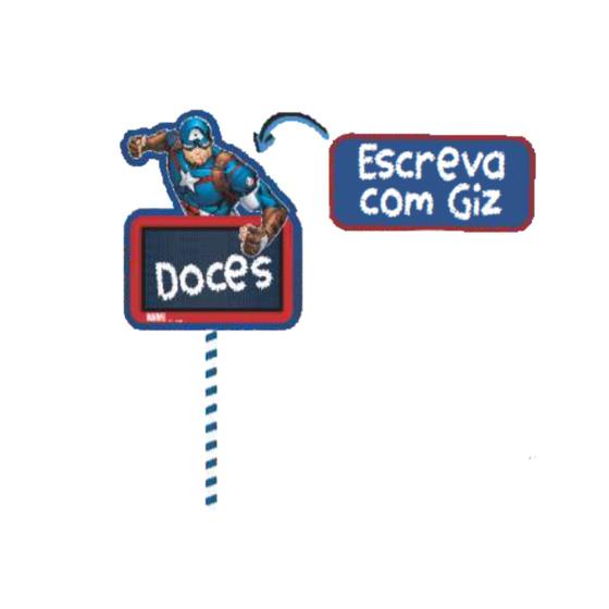 Imagem de Pick Decorativo Toppers Docinho Festa Capitão america herois