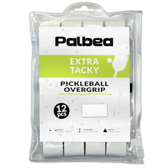 Imagem de Pickleball OverGrip Tape Palbea, pacote com 12 unidades brancas extra pegajosas