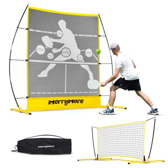 Imagem de Pickleball Practice Rebounder Net MerryMove Yellow 2 em 1