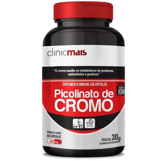 Imagem de Picolinato de Cromo 500mg Clinicmais 60 cápsulas