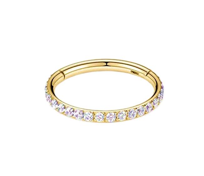 Imagem de Piercing Argola Articulada Dourada em Titânio com Zircônias