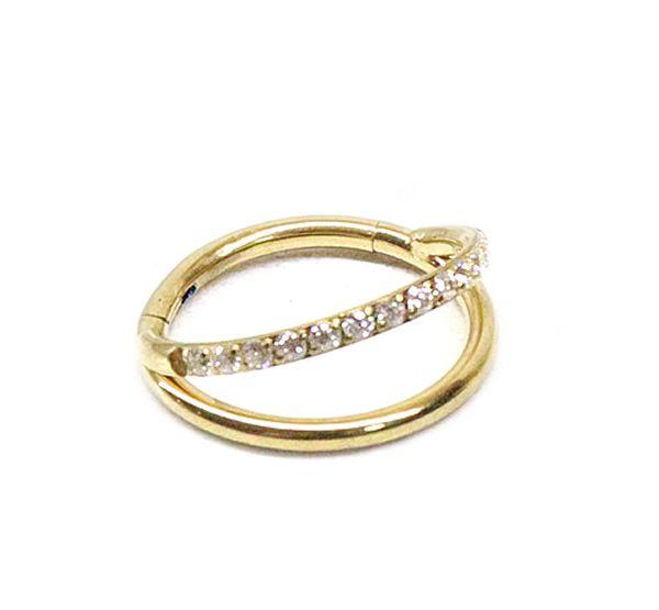 Imagem de Piercing Argola Articulada Dupla em Titânio com 1 Fileira Zircônias