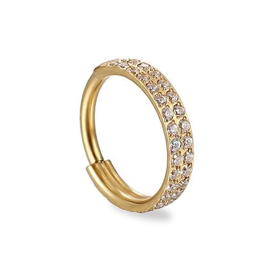 Imagem de Piercing Argola Articulada Dupla em Titânio com 2 Fileiras em Zircônias