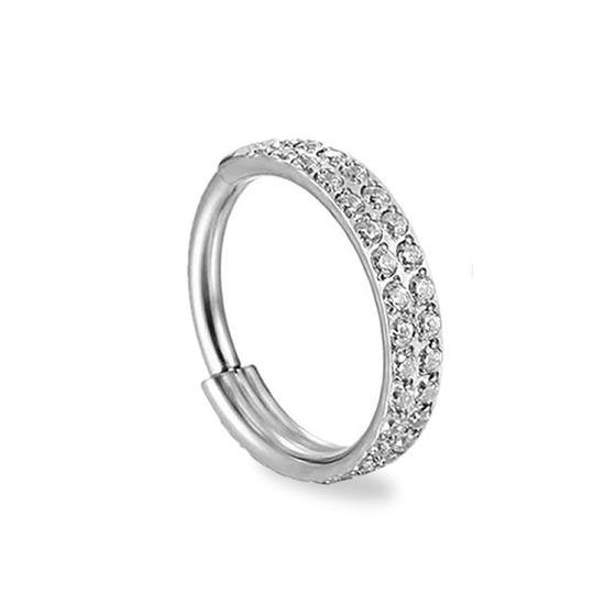 Imagem de Piercing Argola Articulada Dupla em Titânio com 2 Fileiras em Zircônias
