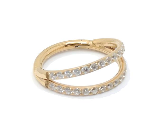 Imagem de Piercing Argola Articulada Dupla em Titânio com Zircônias
