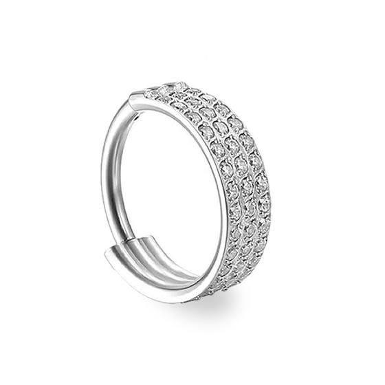 Imagem de Piercing Argola Articulada Tripla em Titânio com 3 Fileiras em Zircônias