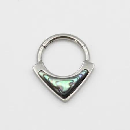 Imagem de Piercing Argola Click Triangulo Abalone Titânio Antialérgico