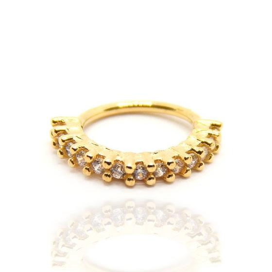 Imagem de Piercing Argola Com Zircônias Em Ouro 18k Orelha Nariz Septo