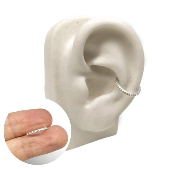 Imagem de Piercing Argola Conch Cravejada Prata 925 12mm