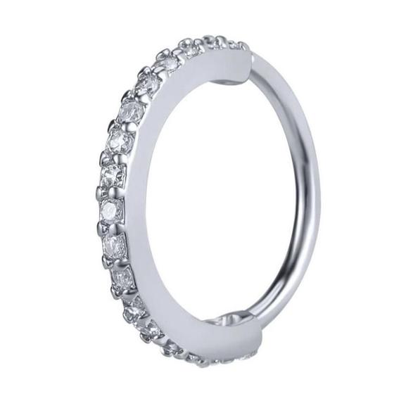 Imagem de Piercing Argola Cravejada Zircônia - Prata 925 - 8Mm