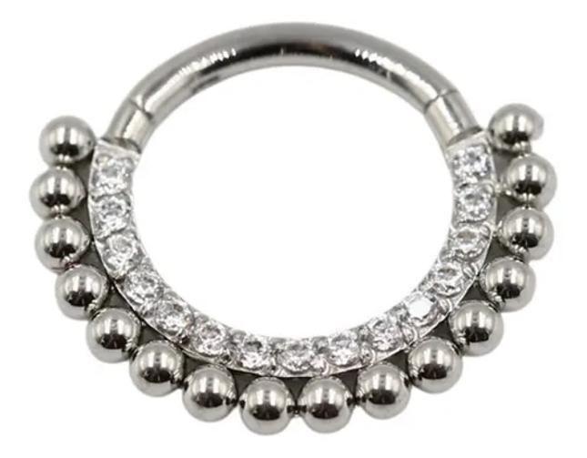 Imagem de Piercing Argola Dupla Com Esferas E Zirconia Cristal Titânio