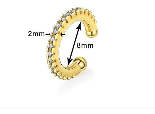 Imagem de Piercing Argola Falso Fake Dourado Rosê Pedra Zirconia