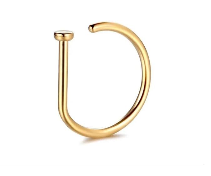 Imagem de Piercing Argola Titânio D-Ring Nariz 8 Mm Dourado