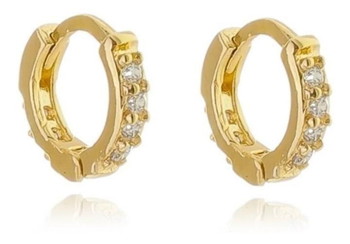 Imagem de Piercing Brinco Argola Dourado Zirconia - Dourado - 10 Mm