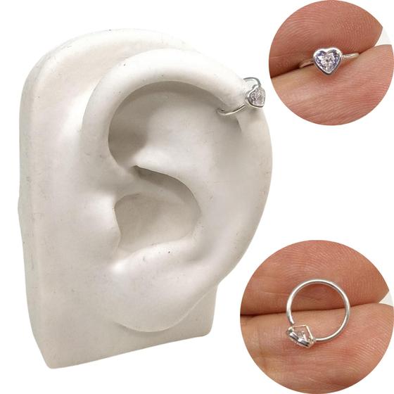 Imagem de Piercing Cartilagem Helix Argola 8mm Com Coração 4mm Prata