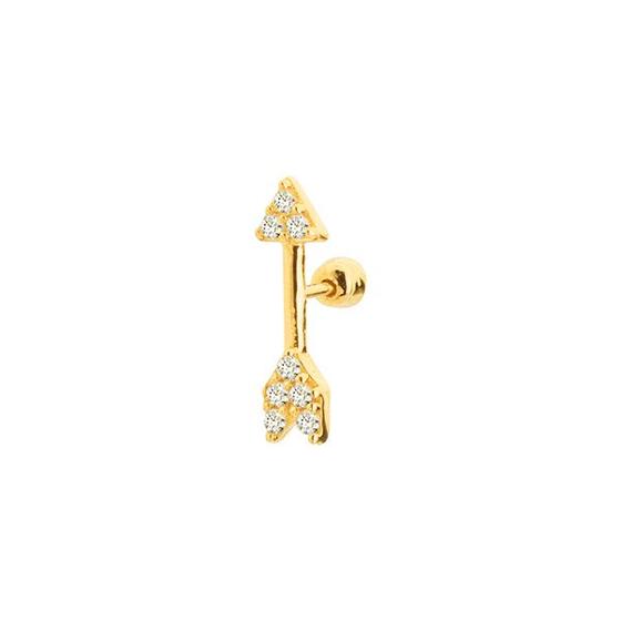 Imagem de Piercing de Ouro 18k Tragus Cartilagem Helix Flecha Zircônias