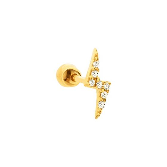 Imagem de Piercing de Ouro 18k Tragus Cartilagem Helix Raio Zircônias