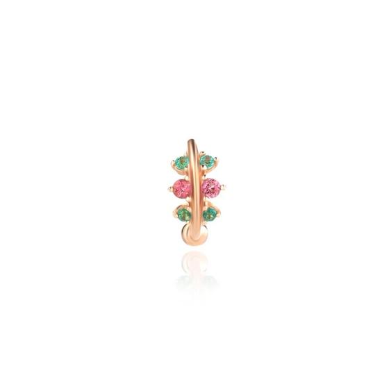 Imagem de Piercing em Ouro Rosé com Turmalina Rosa, Topázio Verde