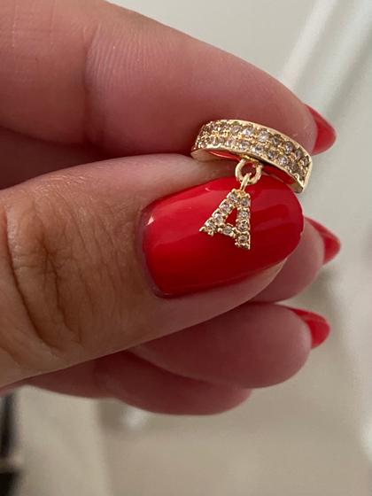 Imagem de Piercing fake letra A folheado a ouro 18k