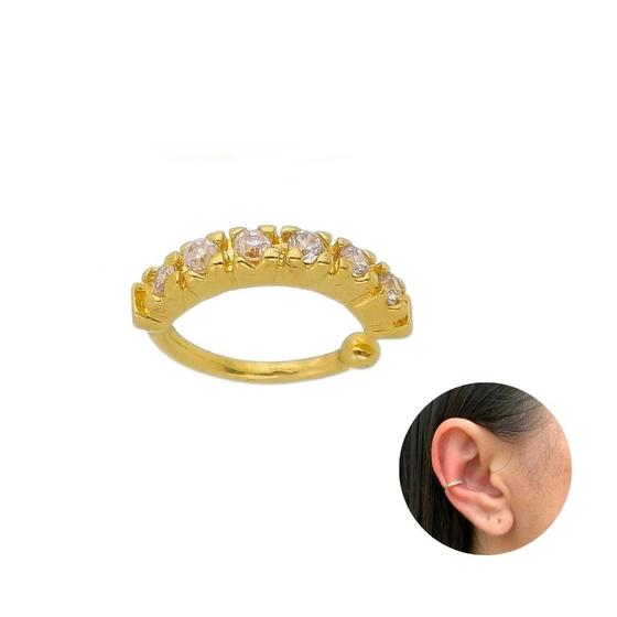 Imagem de Piercing Feminino Fake Pressão Banhado à Ouro 18k