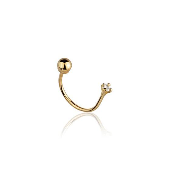 Imagem de Piercing Ferradura Hélix Cartilagem Ouro 18k Com Diamante