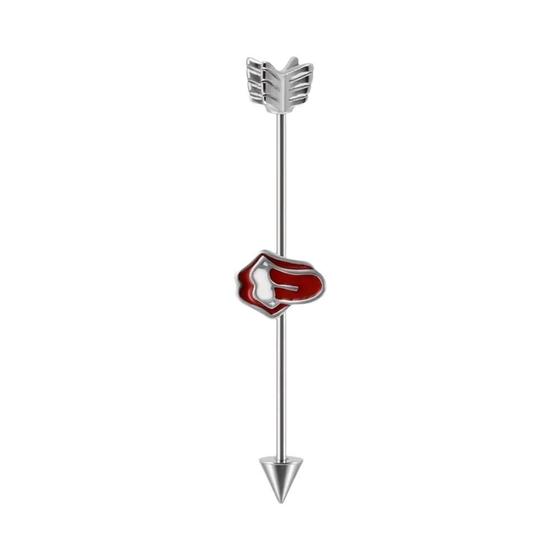 Imagem de Piercing Industrial de Barra Longa com Design de Dragão - Aço Inoxidável
