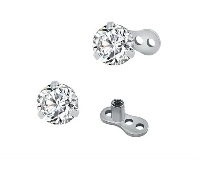 Imagem de Piercing Microdermal Zirconia Pedra Cristal 4Mm Aço