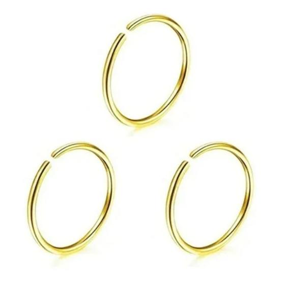 Imagem de Piercing Nariz Argola Pressão Antialérgico - Kit 3 Unidades